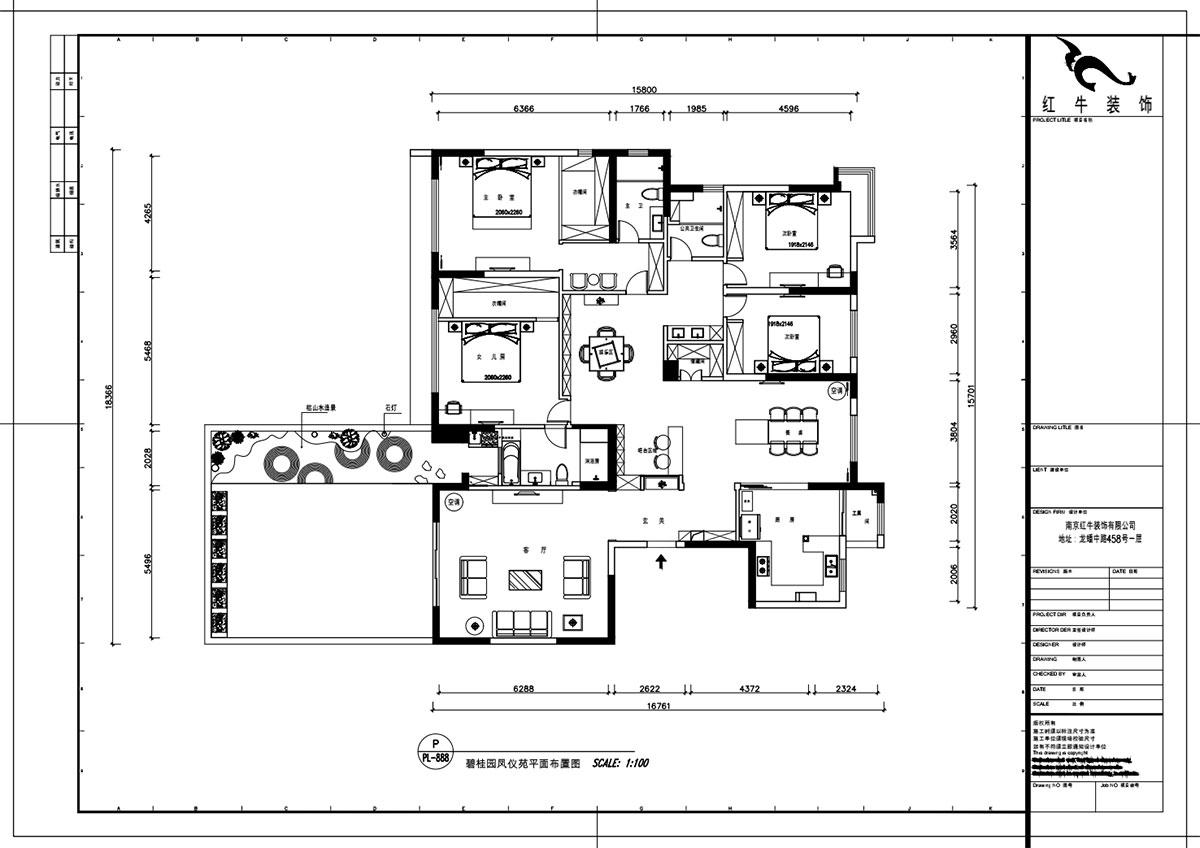 魏明花｜碧桂园凤雅苑9-1004-260㎡-现代简约风格｜4室3厅3卫｜毛坯房装修｜定制家￥368533｜全包36万｜00_02平面布置图